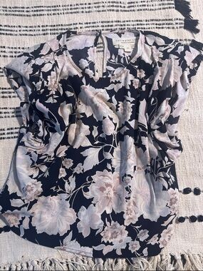 Saltwater Luxe Black Floral Cap-Sleeve Blouse